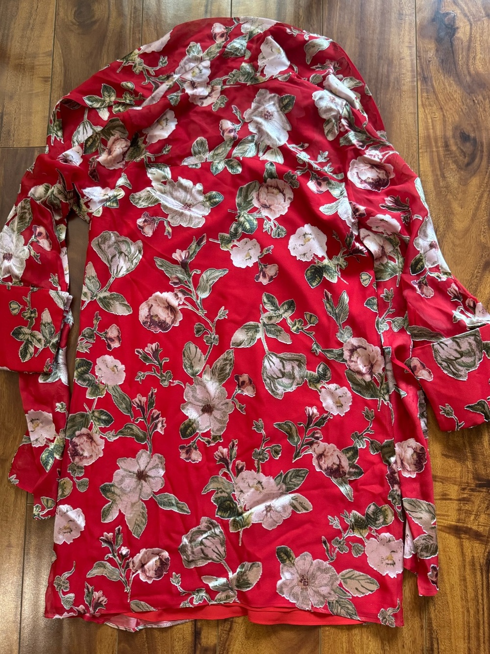 Alice + Olivia  Red Floral Long-Sleeve Dress - Picture 2 of 2